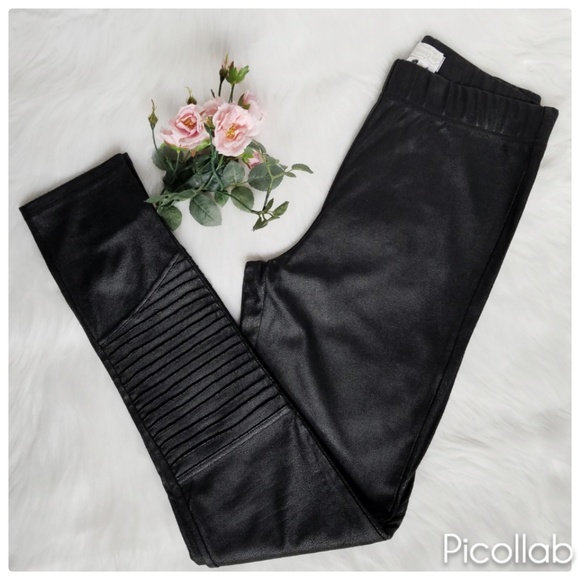 Mud Pie Pants - Mud Pie Black Motto Faux Leather Leggings